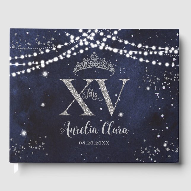 Livre D'or Nuit étoile Marine Bleu Argent Quinceañera Anniver (Recto)