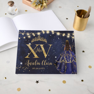 Livre D'or Nuit étoilée Bleu Nuit Or Princesse Quinceañera