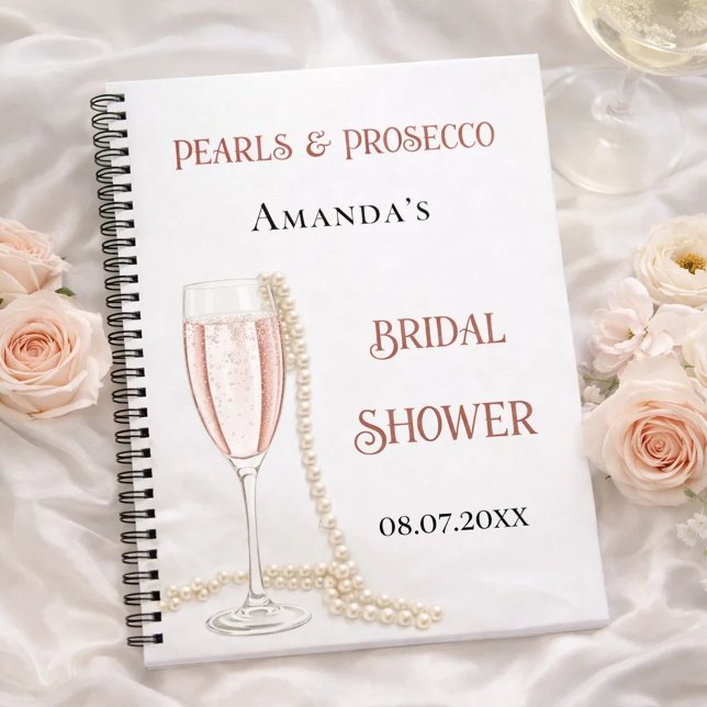 Livre d'or nuptiale douche perles roses Prosecco (Créateur téléchargé)