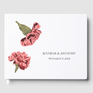 Livre D'or Oeillets roses Luxe Moderne Floral Mariage