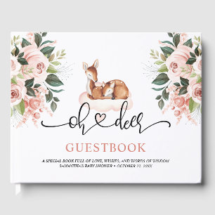 Livre D'or Oh Deer Baby shower Aquarelle Floral Fawn Doe