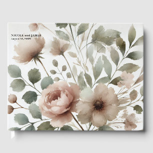 Livre D'or Olive et Mariage floral rose pâle