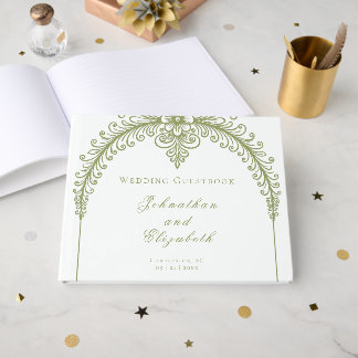 Livre D'or Olive Green French Flourish Arch Wedding