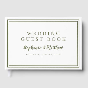 Livre D'or Olive Green & White Classic Simple Moderne Mariage