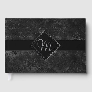 Livre D'or Onyx Black Velvet   Monogramme de hachage de table