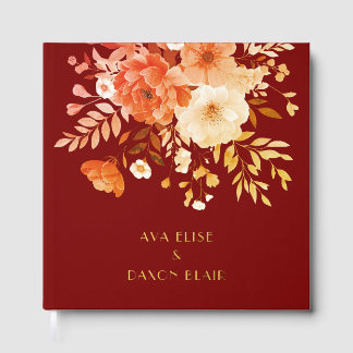 Livre D'or Or Mariage floral de Bourgogne moderne