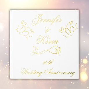 Livre D'or Or simple sur blanc 50e anniversaire de Mariage