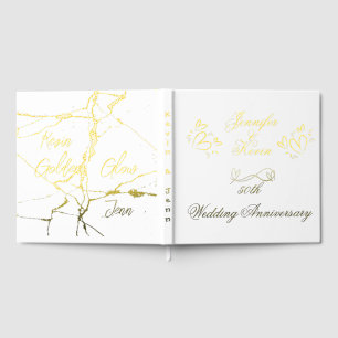 Livre D'or Or simple sur blanc 50e anniversaire de Mariage