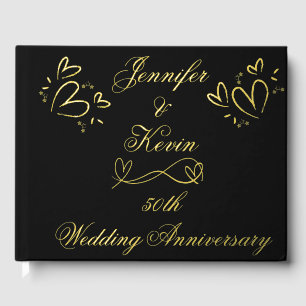 Livre D'or Or simple sur le 50e anniversaire du Mariage noir