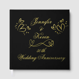 Livre D'or Or simple sur le 50e anniversaire du Mariage noir