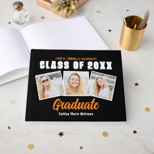 Livre D'or Orange Black 3 Classe photo de 2025 Graduation