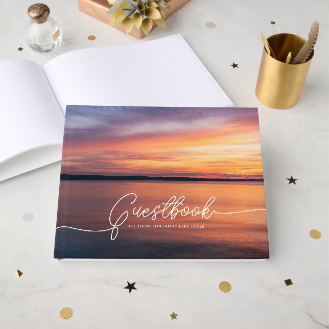 Livre D'or Orange coucher de soleil photo magnifique Custom L (Recto ouvert)