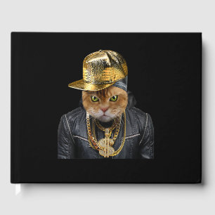 Livre D'or Orange Tabby Cat Rapper Comme Artiste Hip hop