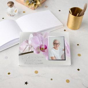 Livre D'or Orchidées roses sur le mémorial des funérailles de
