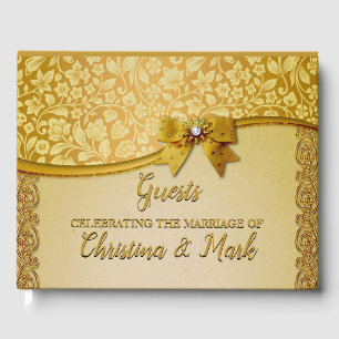 Livre D'or Ornate Elegant Retro Fleurs Abstraites et Feuilles