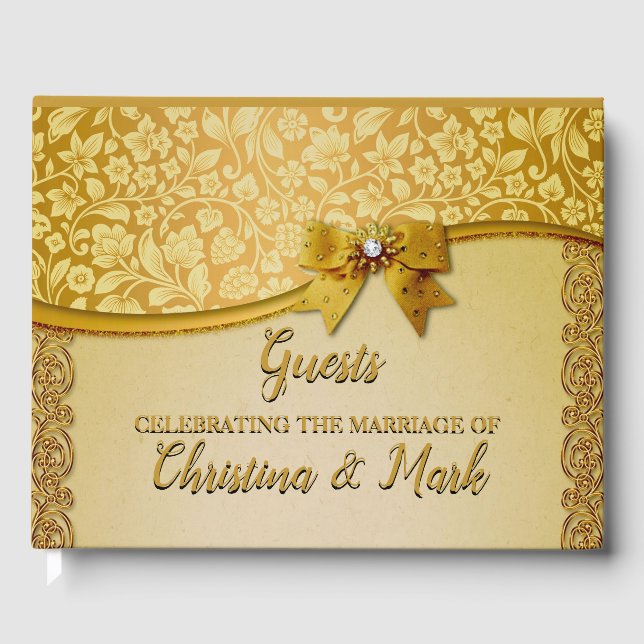 Livre D'or Ornate Elegant Retro Fleurs Abstraites et Feuilles (Recto)