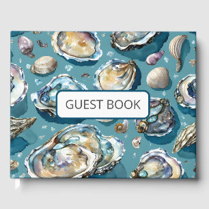 Livre D'or Oysters Clams Coquillages Motif bleu