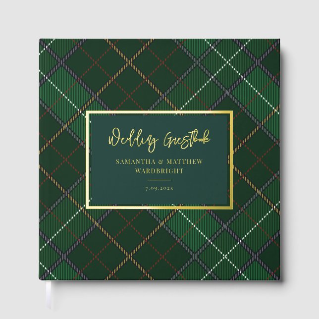 Livre D'or Paid Rustic Tartan Mariage Gold Foil (Recto)