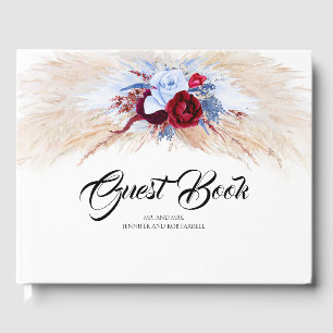 Livre D'or Pampas Grass Bourgogne Rouge et bleu Dusty Mariage