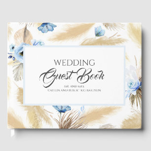 Livre D'or Pampas Grass Dusty Blue Floral Mariage