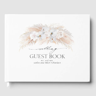 Livre D'or Pampas Grass et Orchidées Blanches Mariage tropica