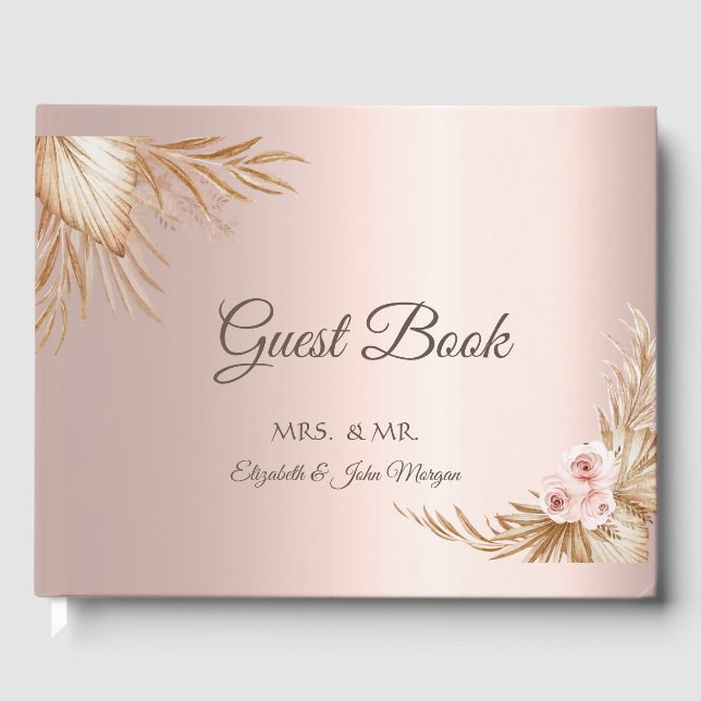 Livre D'or Pampas Grass Luxe Rose Mariage Or (Recto)