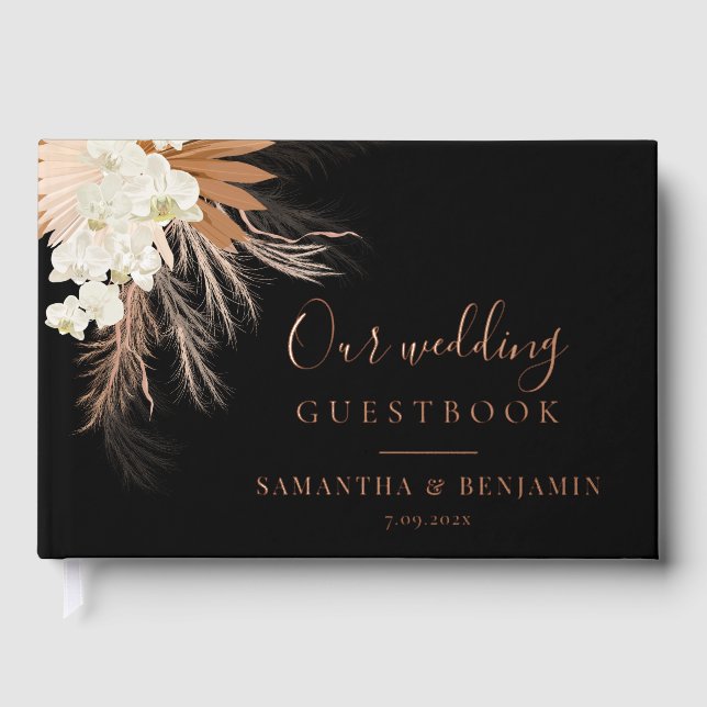 Livre D'or Pampas Grass Terracotta Rose Gold Foil Mariage (Recto)