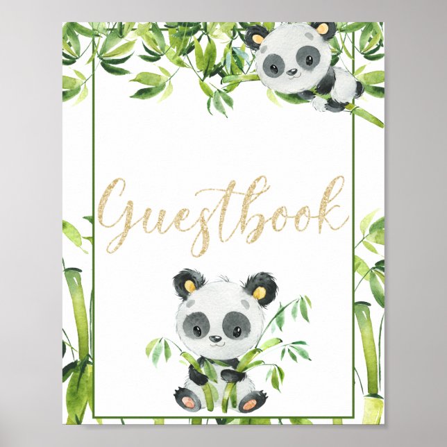 Livre d'or Panda Baby shower neutre pour les femme (Devant)