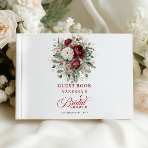 Livre D'or Panneau de bienvenue floral romantique de Bourgogn