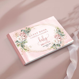 Livre D'or Panneau de Fête de Naissance Fille Floral Rose Pâl