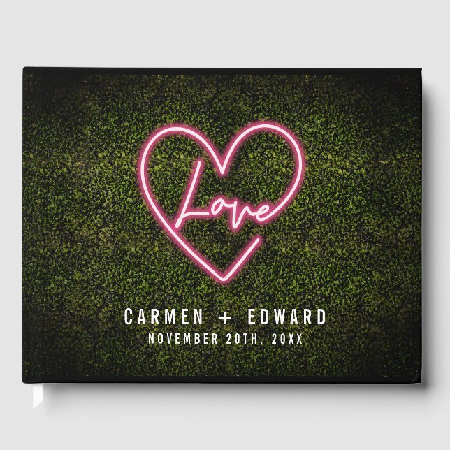 Livre D'or Panneau Neon Love Boxwood Mariage (Recto)