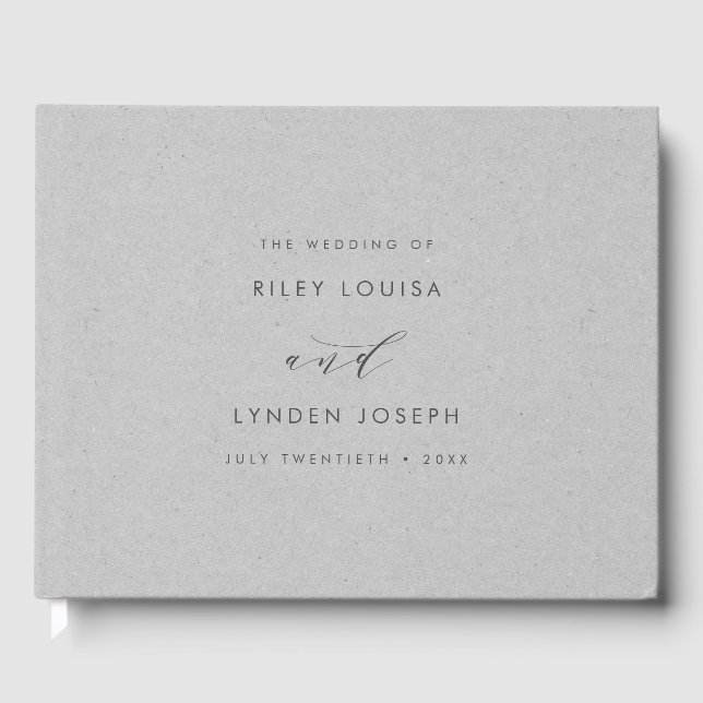 Livre D'or Papier gris texturé moderne Mariage élégant (Recto)