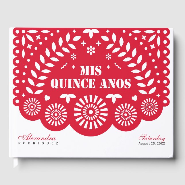 Livre D'or Papier rouge Picado Mis Quince Años (Recto)