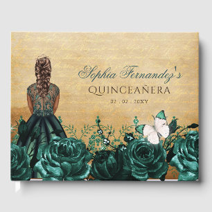 Livre D'or Papillon vert princesse vintage Quinceañera
