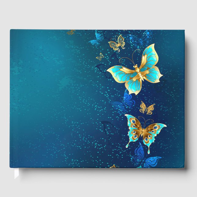 Livre D'or Papillons d'or sur un Arrière - plan bleu (Recto)