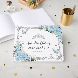 Livre D'or Papillons Floraux bleu ciel clair Quinceañera
