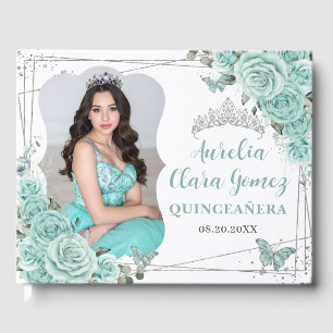 Livre D'or Papillons Floraux Turquoise QUINCEAÑERA 16 Photo