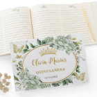 Papillons floraux verts Sage Quinceanera Or