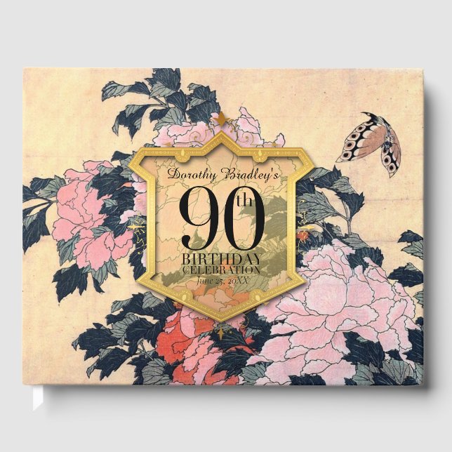 Livre D'or Papillons pivoines 80e anniversaire Fête HCGB (Recto)