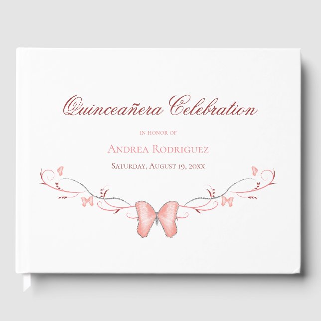 Livre D'or Papillons roses & Flèches Quinceañera (Recto)