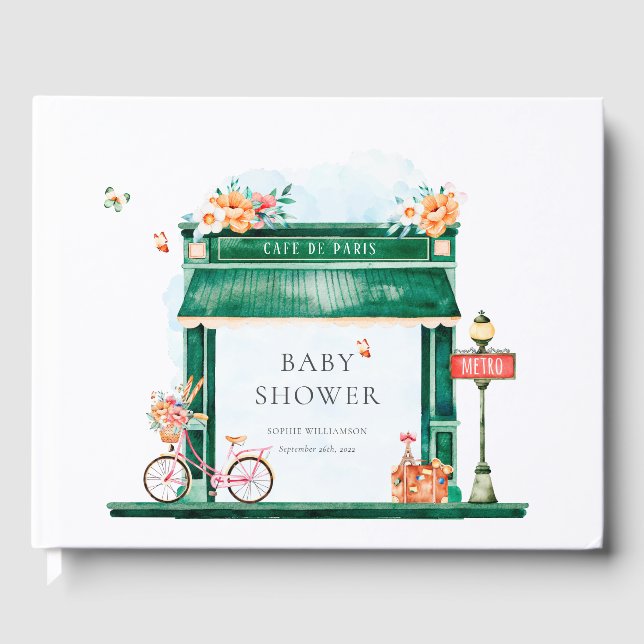 Livre D'or Paris Café Boulangerie Baby shower aquarelle (Recto)