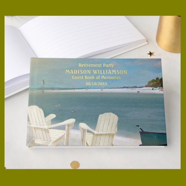 Livre D'or Parti de retraite Ocean Beach Real Gold Foil (Créateur téléchargé)