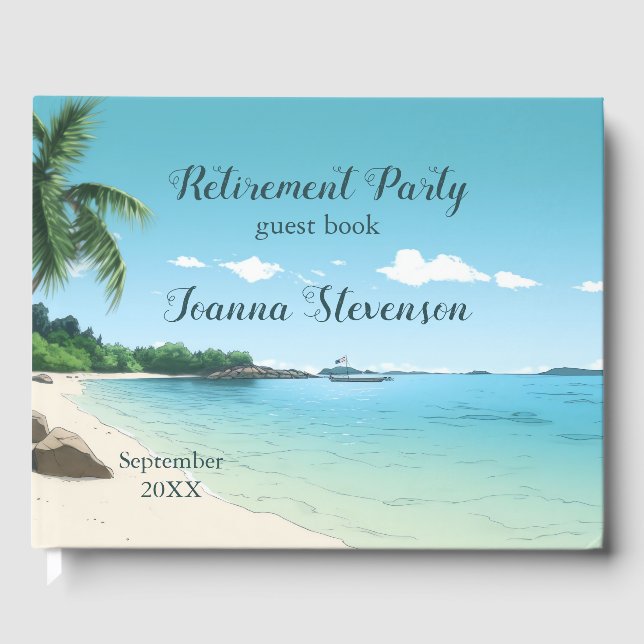 Livre D'or Parti de retraite Tropical Beach Palm Trees (Recto)