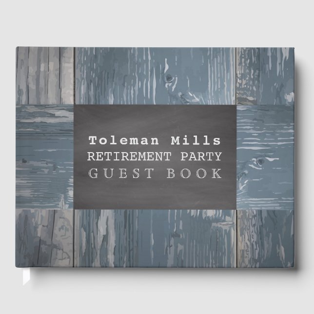 Livre D'or Partie de retraite | Bois rustique Chalkboard (Recto)