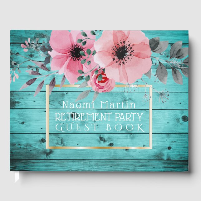 Livre D'or Partie de retraite | Floral Boho Rustique (Recto)