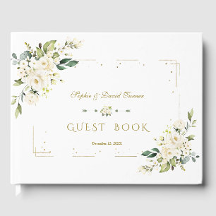 Livre D'or Parties scintillant d'or blanc Floral Mariage de m