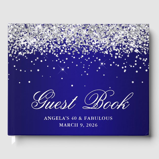 Livre D'or Parties scintillant en argent Indigo Blue Ombre 40 (Recto)