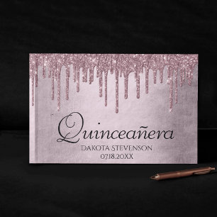 Livre D'or Parties scintillant Mauve de dérive   Dusty Pink Q