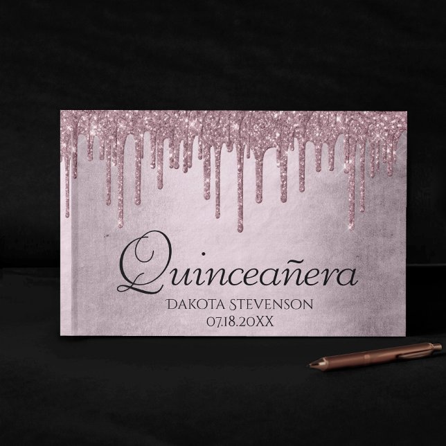 Livre D'or Parties scintillant Mauve de dérive | Dusty Pink Q (Créateur téléchargé)