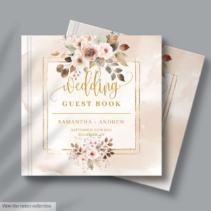 Livre D'or Pastel and Gold Automne Florals Mariage Livres d'h